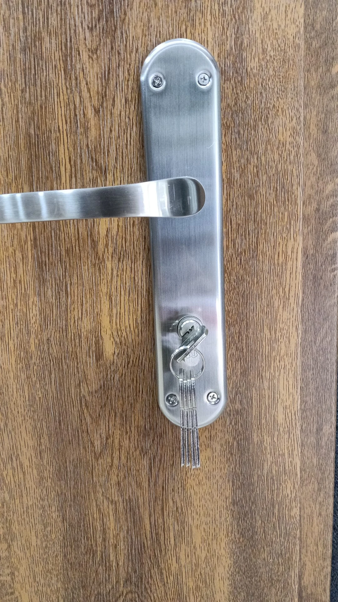 Cerradura de seguridad en puerta de madera